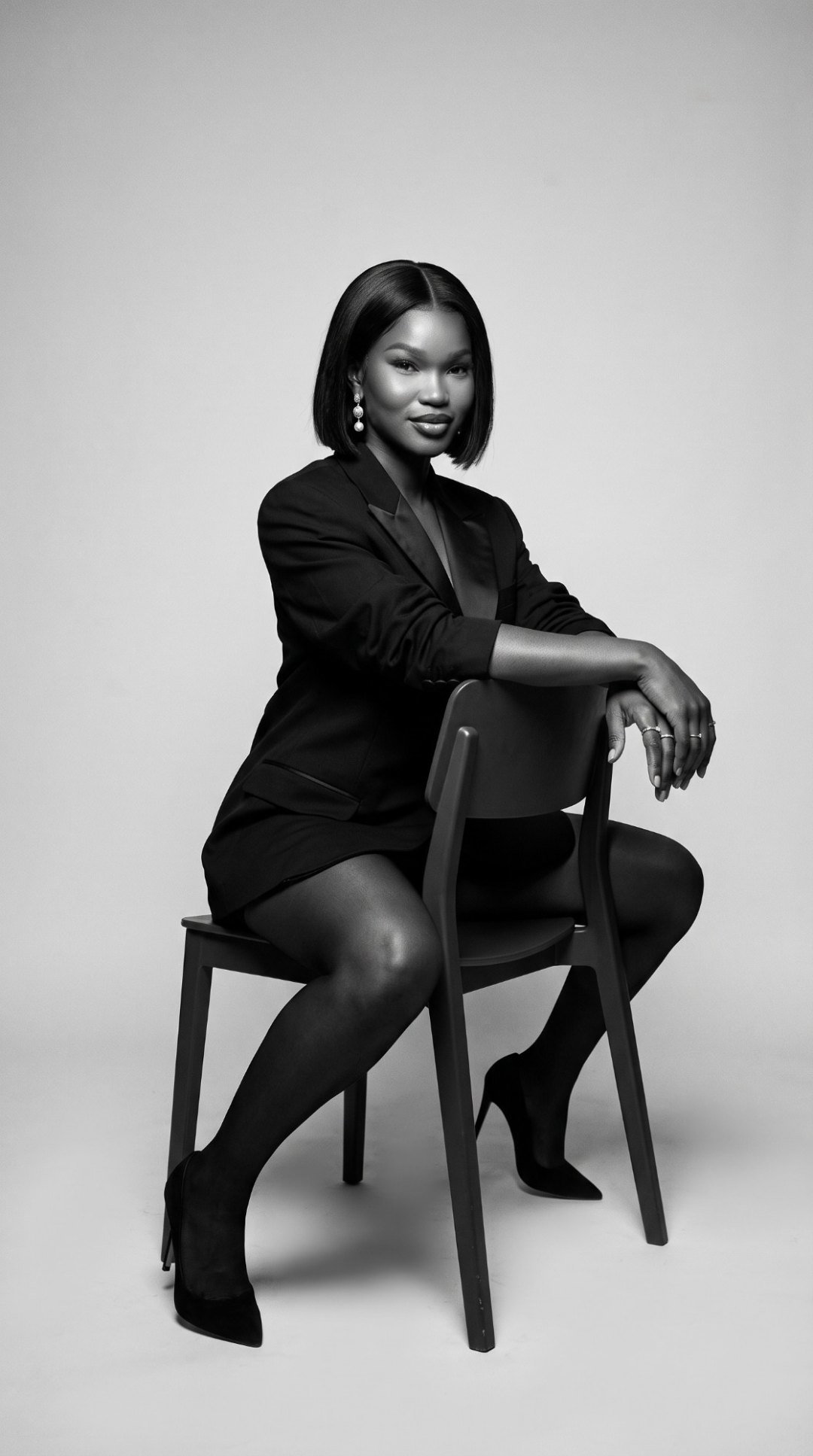 Vicky in a black blazer