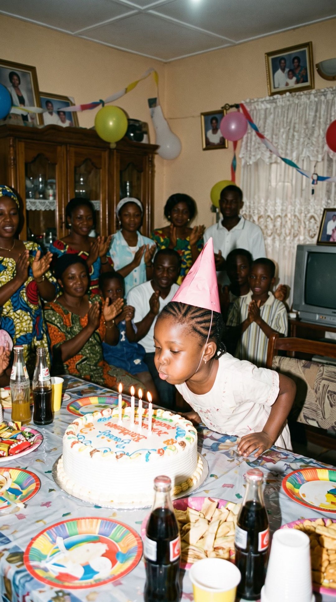 Vicky blowing out four candles